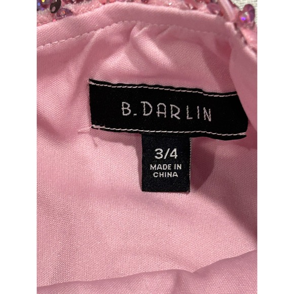 B Darlin Polyester Pink Sequin Slim Fit Mini Dress Thin Straps homecoming Sz 3/4 - Picture 4 of 6